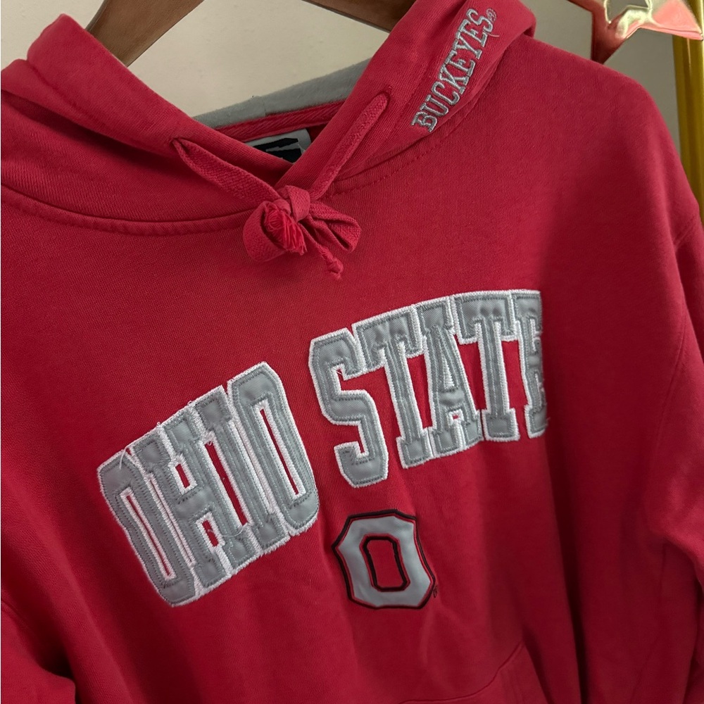 Vintage Y2K Ohio State Buckeyes Hoodie Red Embroidered Spellout M - Picture 2 of 5
